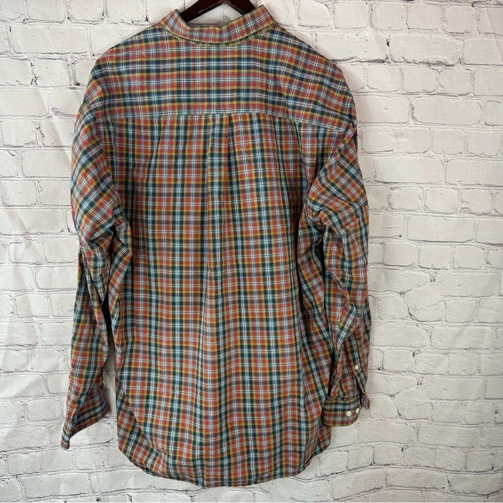 Cinch western Red Blue plaid cotton Casual Button Down Shirt sz XL cowboy rodeo
